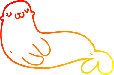 Bir insan tarafından çizilmiş şirin bir fok balığının sıcak çizgi çizimi