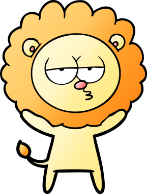 Bir insan tarafından çizilmiş canı sıkkın bir aslan.