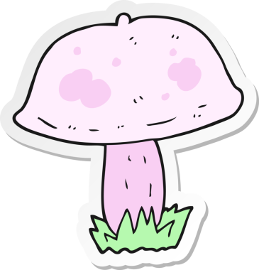 Bir insan tarafından çizilmiş karikatür mantarı çıkartması.