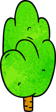 El çizimi karikatür karalaması bir insan tarafından çizilmiş tek yeşil ağaç