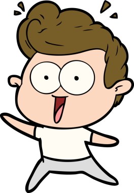 Bir insan tarafından çizilmiş heyecanlı bir çizgi film.