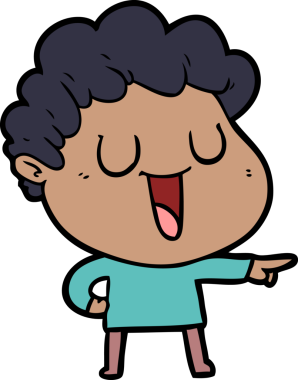 Bir insan tarafından çizilmiş gülen çizgi film adamı.