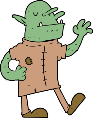 Bir insan tarafından çizilmiş çizgi film cinleri.