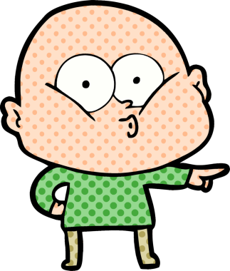 Bir insan tarafından çizilmiş kel bir adam.