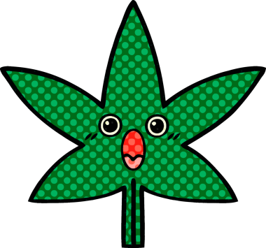 Bir insan tarafından çizilmiş marihuana yaprağının karikatürü.