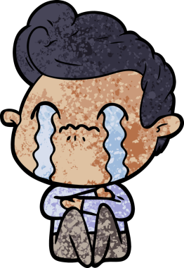 Bir insan tarafından çizilmiş ağlayan çizgi film adamı.