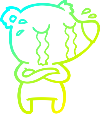 Bir insan tarafından çizilmiş ağlayan bir ayının soğuk çizgi çizimi.