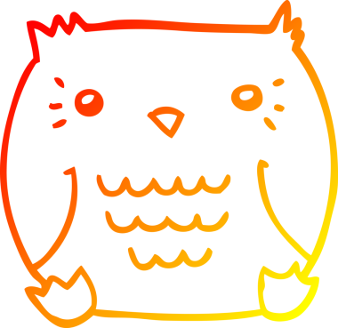 Bir insan tarafından çizilmiş bir baykuşun sıcak çizgi çizimi