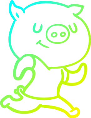 Bir insan tarafından çizilen mutlu çizgi film domuz çizimi.