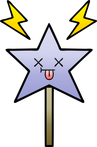 Bir insan tarafından çizilmiş sihirli değneğin gölgeli çizgi filmi.