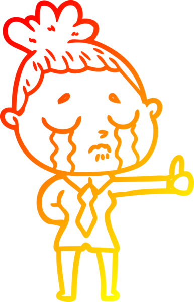 Bir insan tarafından çizilmiş, ağlayan bir iş kadınının sıcak çizgi çizimi