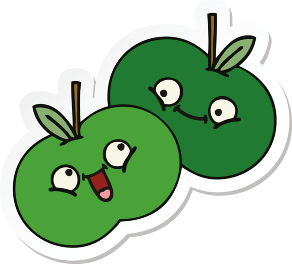 Bir insan tarafından çizilmiş şirin bir çizgi film elmasının çıkartması.