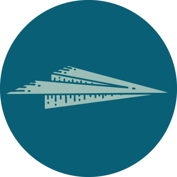 Bir insan tarafından çizilmiş kağıt bir uçağın ikonik dövme şekli