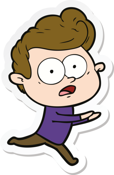 Bir insan tarafından çizilmiş, dik dik bakan bir çizgi film çıkartması.