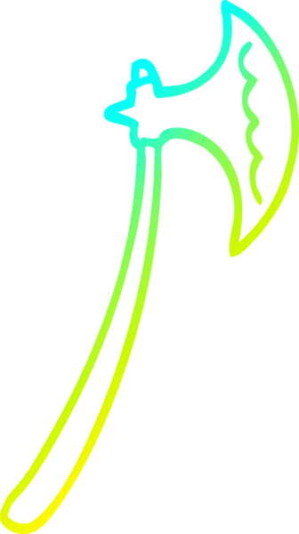 Bir insan tarafından çizilmiş bir baltanın soğuk eğimli çizgisi.