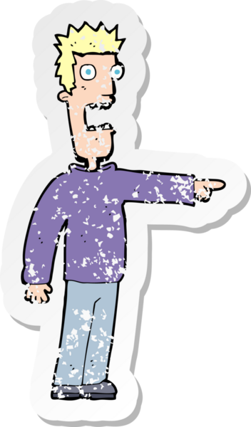 Bir insanın çizdiği korku dolu bir karikatürün gerilimli çıkartması.