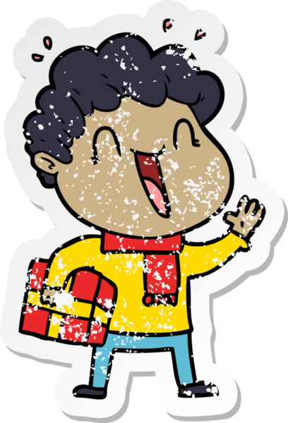 Bir insan tarafından çizilmiş mutlu bir adamın sıkıntılı çıkartması.