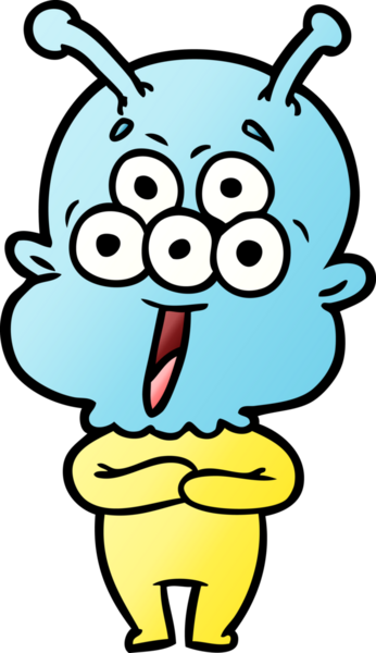 Bir insan tarafından çizilmiş mutlu bir uzaylı çizgi filmi.