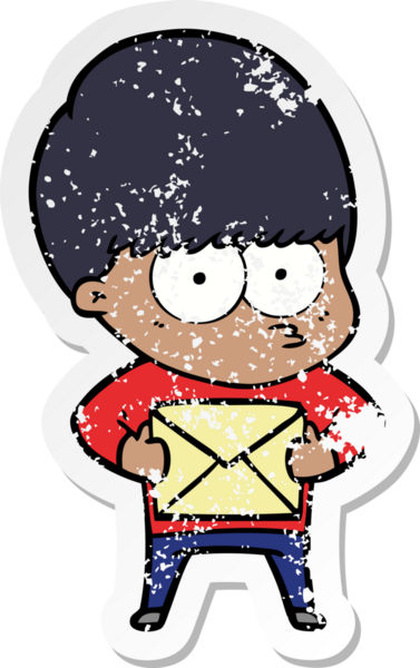 Bir insan tarafından çizilmiş gergin bir çizgi film çocuğunun sıkıntılı çıkartması.