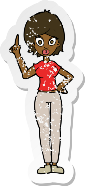 Bir insan tarafından çizilen noktayı açıklayan karikatürist bir kadının gerilimli çıkartması.