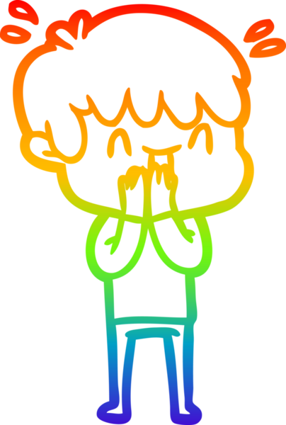 Gökkuşağının gradyan çizimi bir insan tarafından çizilmiş bir çizgi film karakteri.