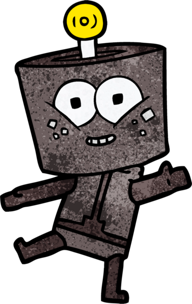 Bir insan tarafından çizilmiş mutlu robot çizimi