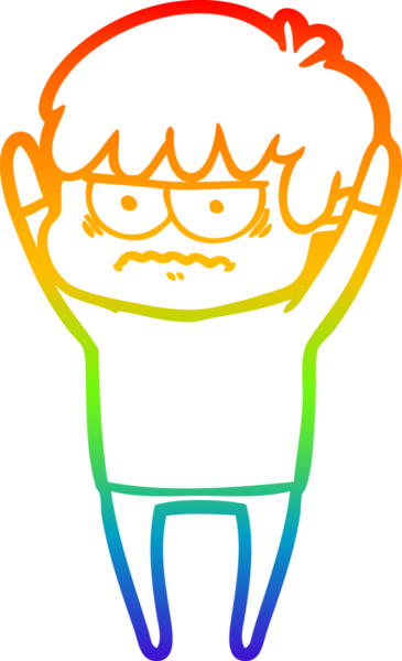 Gökkuşağı gradyan çizgi çizimi Bir insan tarafından çizilmiş bir çizgi film çocuğu