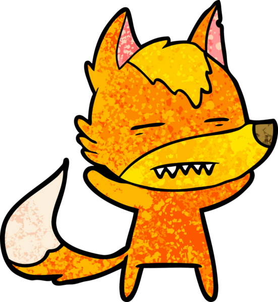 Bir insan tarafından çizilmiş tilki çizgi film karakteri