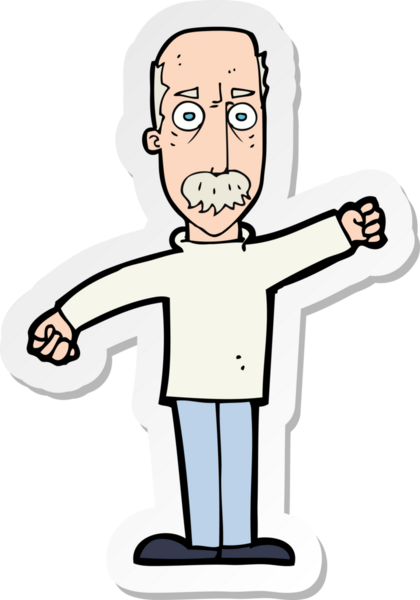 Bir insan tarafından çizilmiş kızgın yaşlı bir adamın çıkartması.