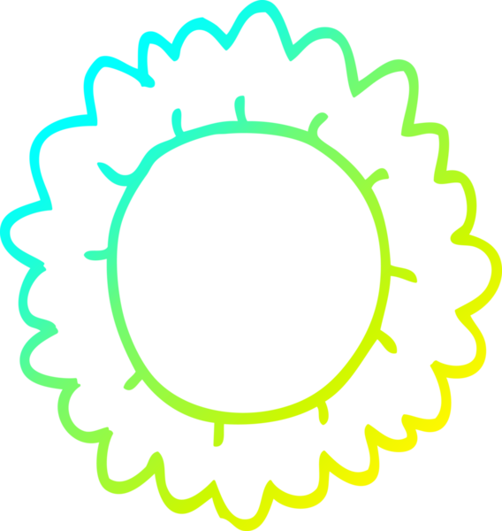 Bir insanın çizdiği karikatür çiçeğinin soğuk gradyan çizgisi.