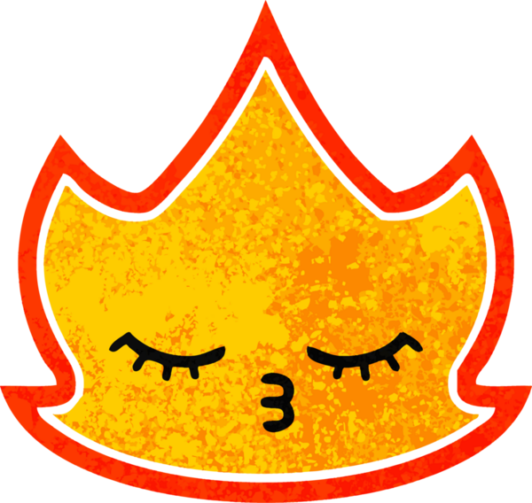 Bir insanın çizdiği ateşin retro illüstrasyon tarzı karikatürü