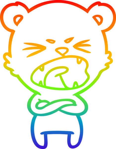 Kızgın bir çizgi film ayısının çizdiği gökkuşağı gradyanı bir insan tarafından çizilmiş.