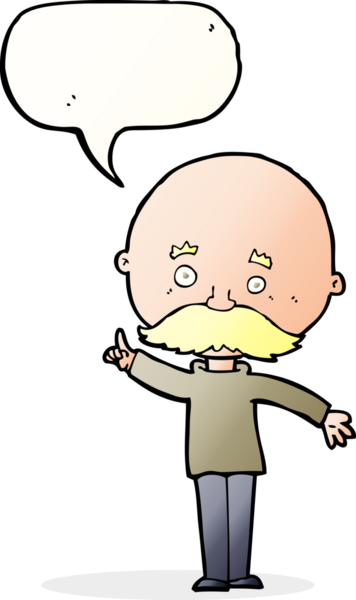 Bir insan tarafından çizilmiş konuşma baloncuğu fikri olan kel bir adam.