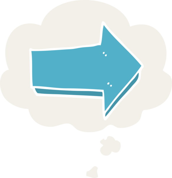 Düşünce baloncuğu olan çizgi film oku bir insan tarafından çizilmiş.