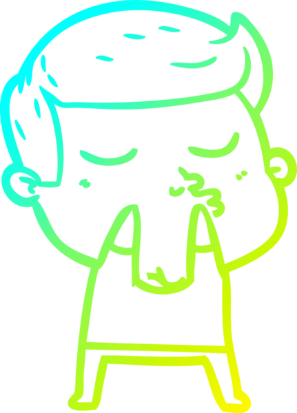 Çizgi film mankeni bir adamın insan tarafından çizilmiş soğuk gradyan çizimi.