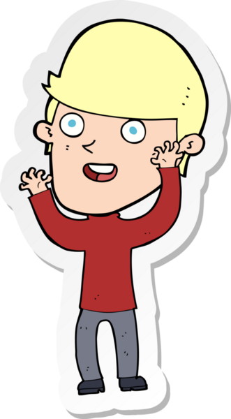 Bir insan tarafından çizilmiş mutlu bir adamın çıkartması.