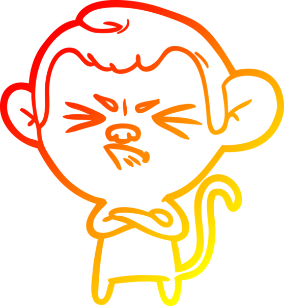 Bir insan tarafından çizilmiş kızgın bir maymunun sıcak çizgi çizimi