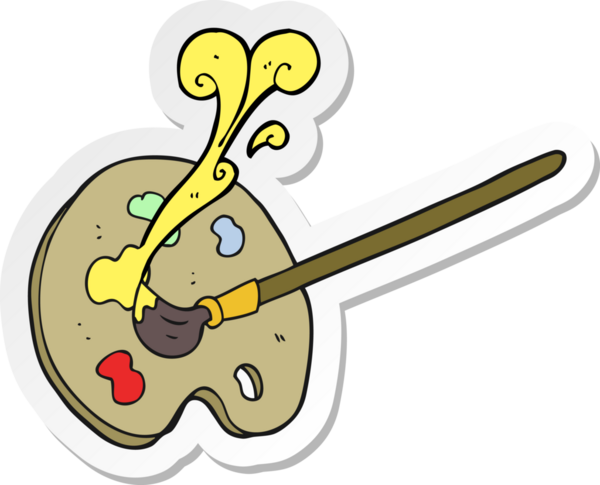 Bir insan tarafından çizilmiş bir karikatür ressamı paleti.