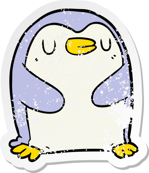 Bir insan tarafından çizilmiş karikatür pengueninin sıkıntılı çıkartması.