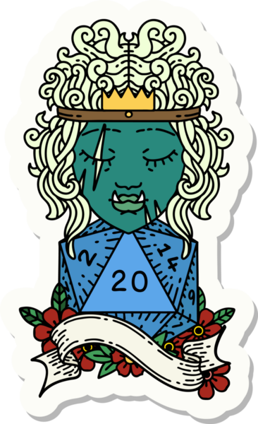 Bir insan tarafından çizilmiş 20 zarlı yarı ork barbarının çıkartması.