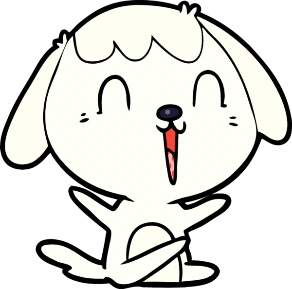 Bir insan tarafından çizilmiş şirin bir çizgi film köpeği ağlıyor.