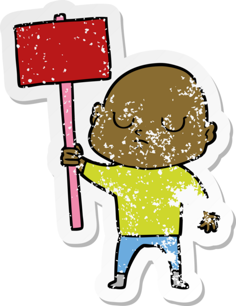 Bir insan tarafından çizilmiş kel bir adamın sıkıntılı çıkartması.