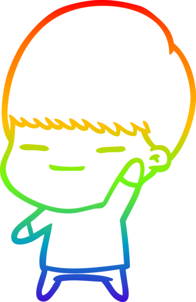 Gökkuşağı gradyan çizgi çizimi bir insan tarafından çizilmiş kendini beğenmiş bir çocuk.