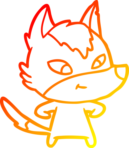 Bir insan tarafından çizilmiş dost canlısı bir kurt çizgi çizimi.