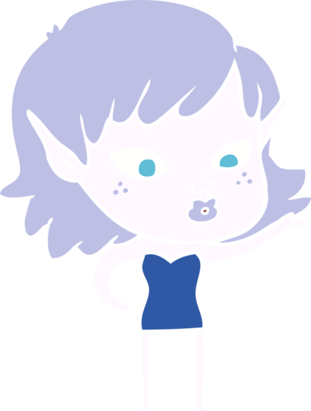 Bir insan tarafından çizilmiş düz renkli bir elf kızı.