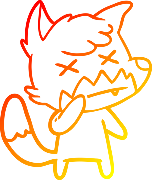 Bir insan tarafından çizilmiş şaşı gözlü tilki çizgi çizimi.