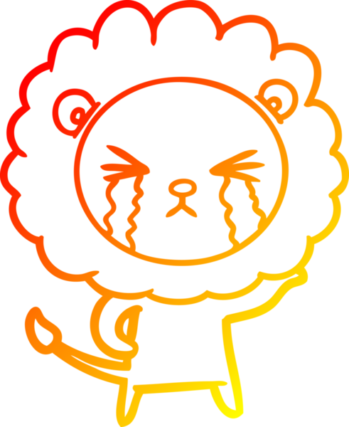 Bir insan tarafından çizilmiş, ağlayan bir aslanın çizgi çizimi.