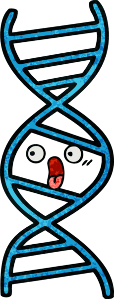 Bir insan tarafından çizilmiş DNA ipliğinin retro grunge desen karikatürü