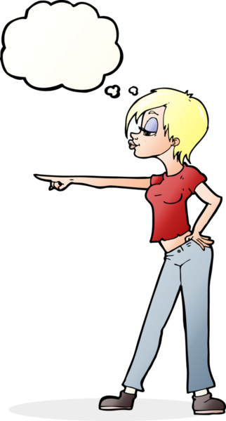 Bir insan tarafından çizilmiş düşünce kabarcığını gösteren çizgi film karakteri kadın.