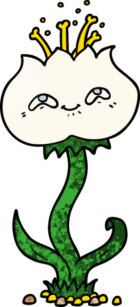 Bir insan tarafından çizilmiş sevimli karikatür çiçeği.